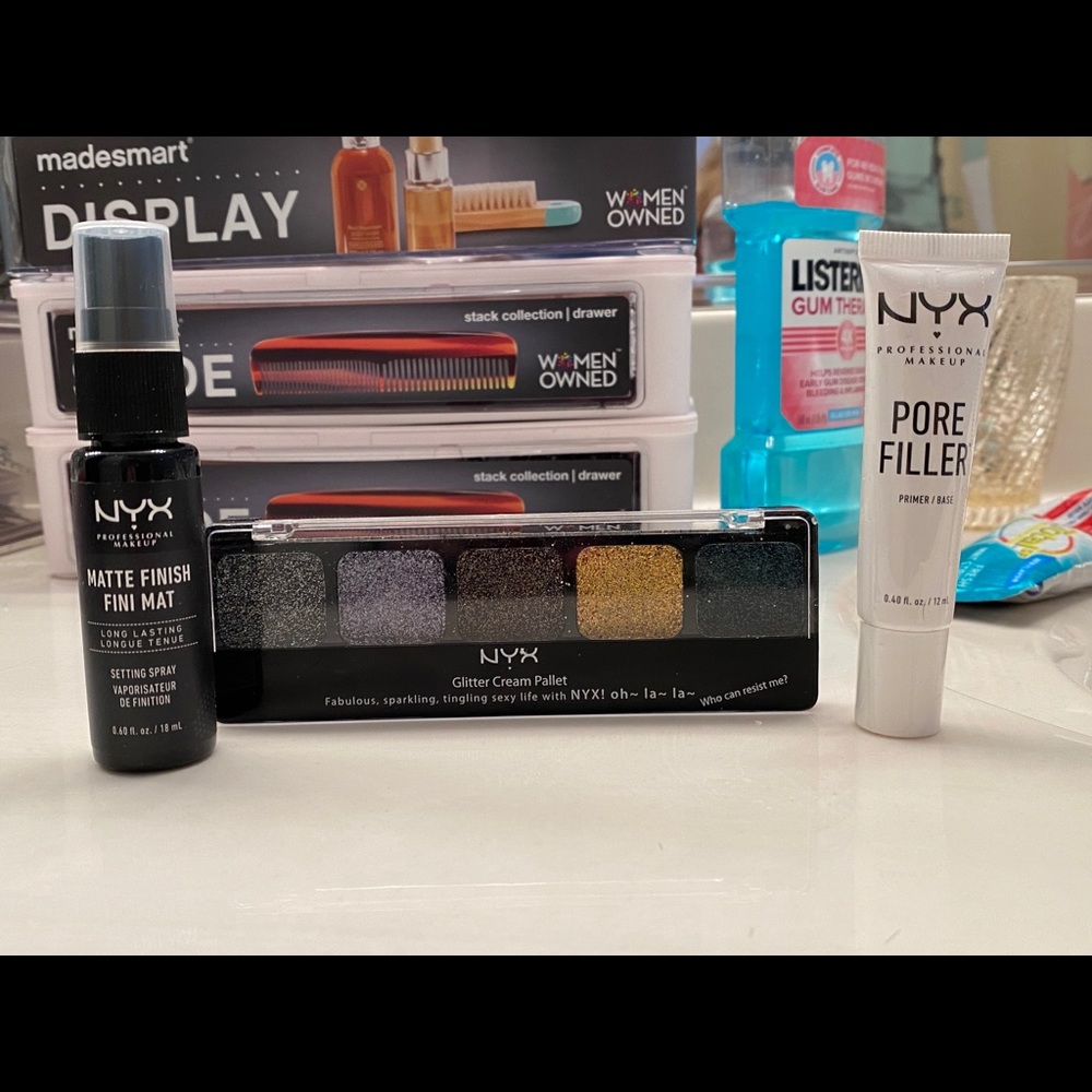 Nyx glitter eyeshadow palette, filler and primer